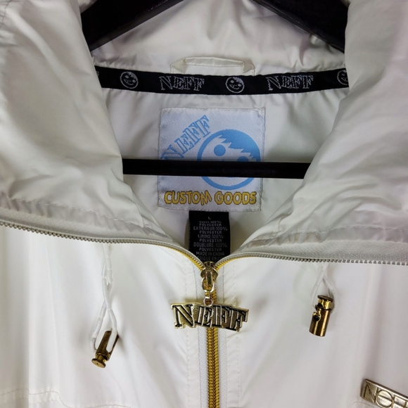 Neff Customs White And Gold Full Zip Hidden Hooded Unisex Jacket - Picture 2 of 13